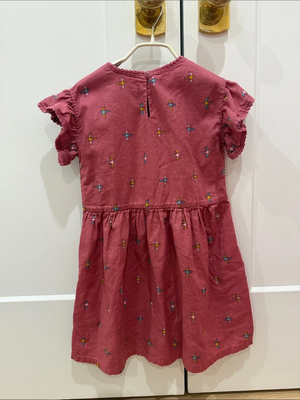 Tea Collection Rose Pink Embroidered Flutter Sleeve Dress